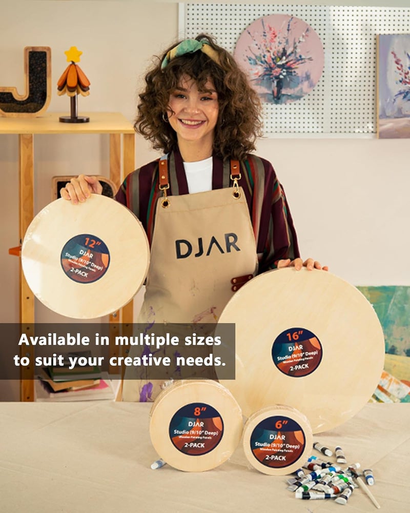 Dajar 2-Pack Round Wood Canvas Panels, 0.9'' Deep – Unfinished Wood for Art, Pouring, Oil Painting & Crafts - Image 5